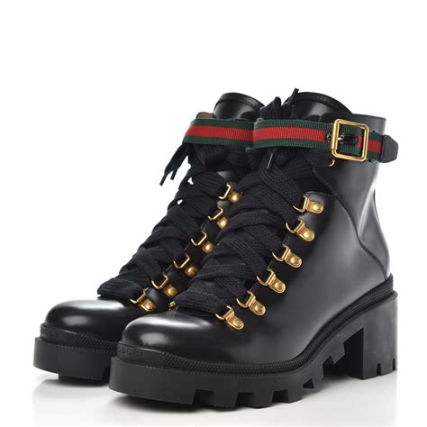 gucci brown boots woman|gucci black combat boots.